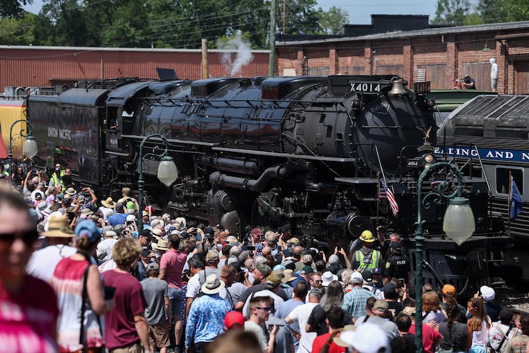 Union Pacific’s Big Boy No. 4014 at Reading Outer Station on Thursday, July 2, 2026, in Reading, Pa. According to Union Pacific, Big Boy No. 4014 is the world's largest operating steam locomotive. Big Boy No. 4014 is 33 feet long and weighs 1.2 million pounds. On July 4th and 5th, Big Boy No. 4014 was at the Navy Yard in Philadelphia, at Intrepid Avenue and League Island Boulevard.