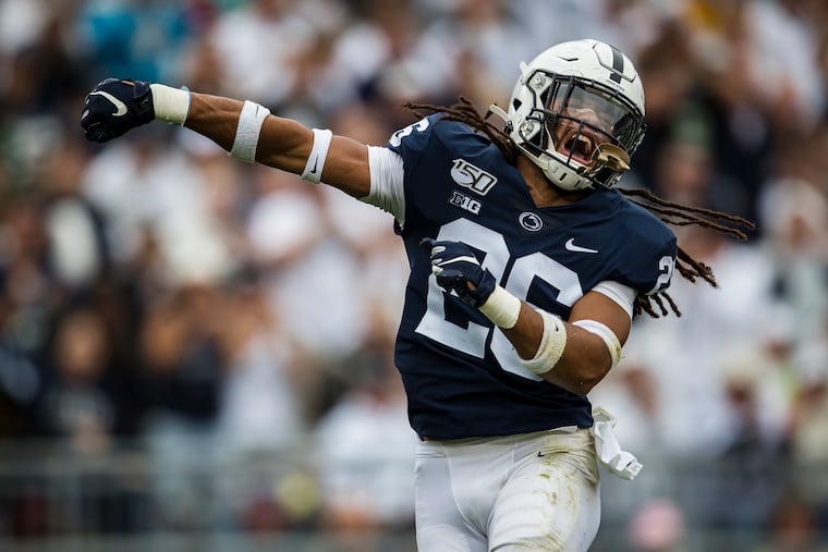 Penn State safety Jonathan Sutherland celebrates after making a tackle against Pittsburgh in September.
