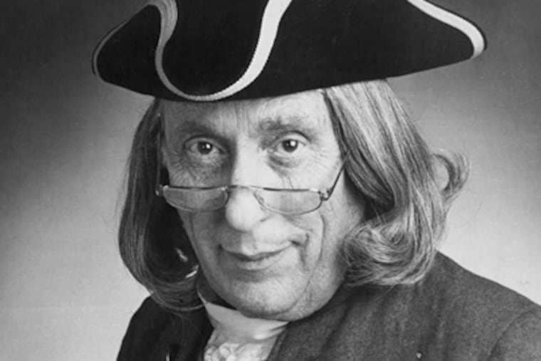 Si Picker clad as Ben Franklin for a 1972 ad. He kept the outfit and more jobs followed.