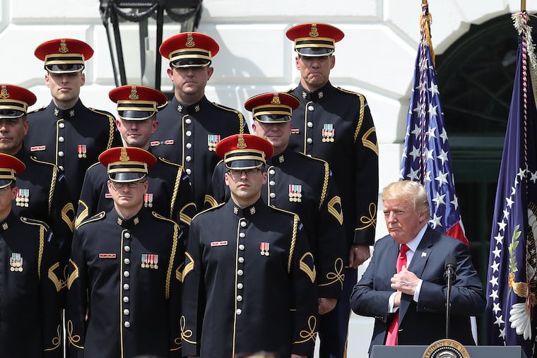 President Trump delivered remarks during the White House's "Celebration of America" without the Eagles present.