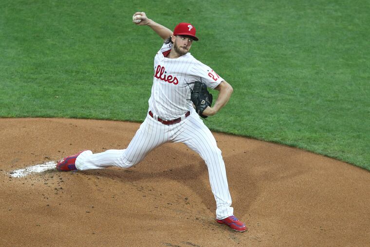 Phillies starting pitcher Aaron Nola during the opening loss to the Marlins.