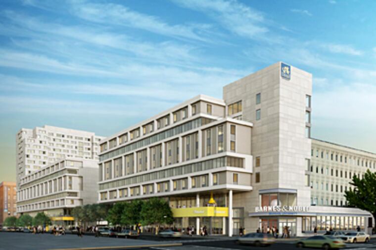 An artist's rendering of the planned Drexel University project. To be built in partnership with a developer, it will house 869 students and 11 retail businesses.