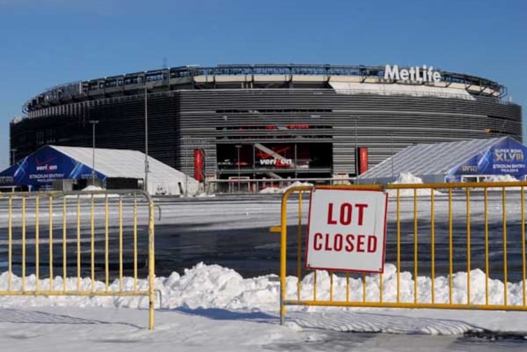 East Rutherford and Secaucus prepare for the Superbowl on Jan. 23, 2014. Here, tents have sprung up around MetLife Stadium for the Superbowl. ( APRIL SAUL / Staff )