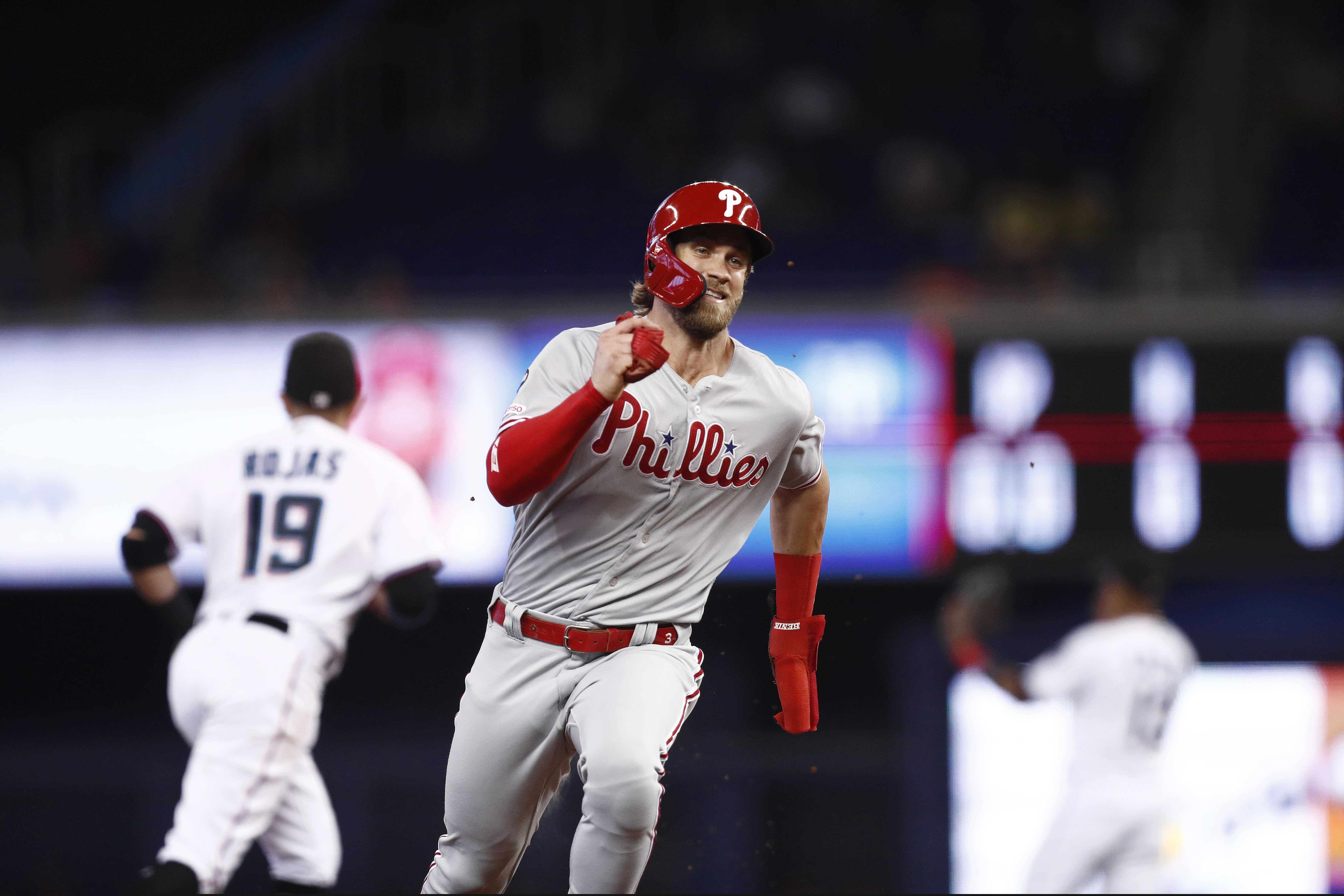 Bryce Harper helped the Phillies snap their skid against the Marlins.