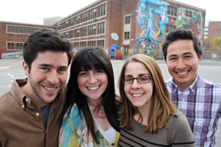 Penn students (from left) Evan Litvin, Lea Oxenhandler, Sarah Besnoff, and Aaron Tjoa won the public policy challenge. (Clem Murray / Staff Photographer)