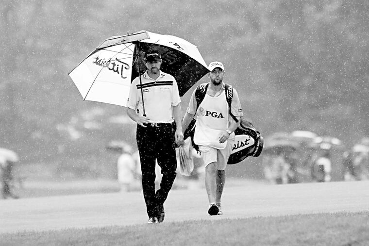 Jimmy Walker approaches his ball on the 17th fairway en route to the PGA Championship.