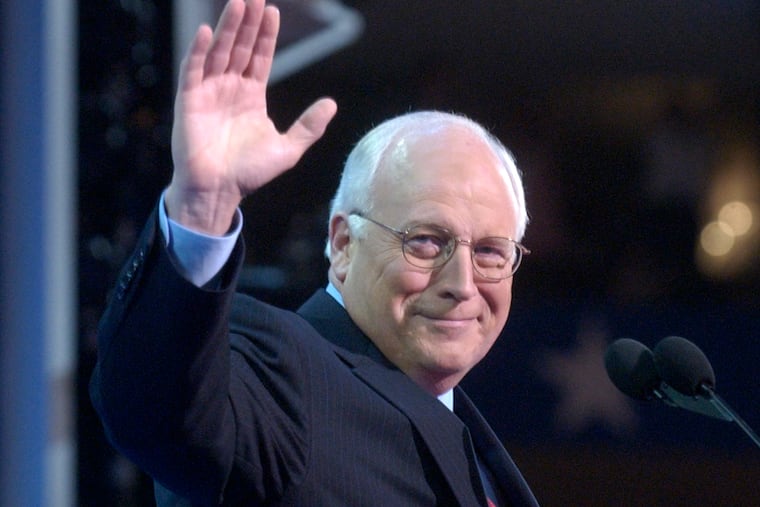 Vice President Dick Cheney waves to the delegates as he comes on stage to give his acceptance speech at the Republican National Convention in New York City, in 2004.