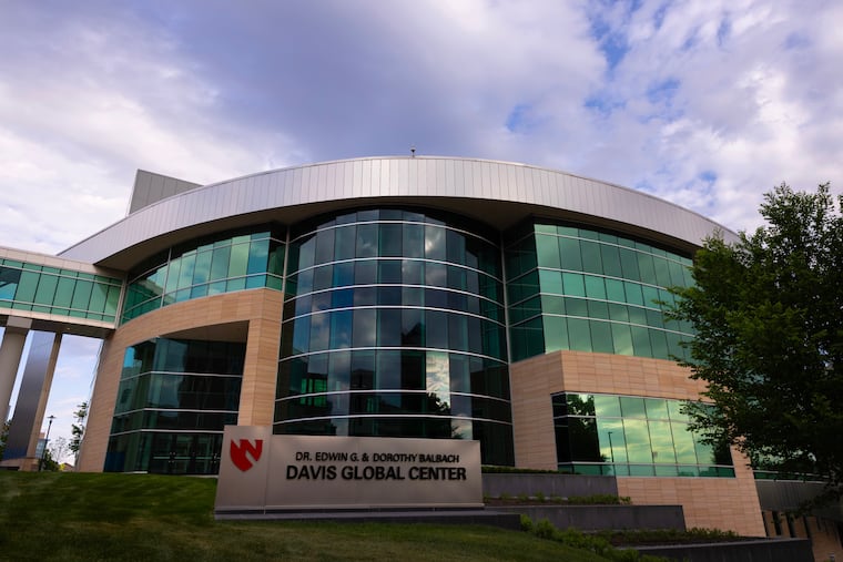 Nebraska Medicine's Davis Global Center is seen on Sunday, May 10,2026 in Omaha, Neb. where American passengers from the hantavirus-stricken cruise ship will quarantine.