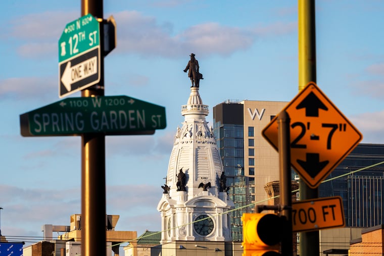 William Penn above City Hall as seen from Spring Garden and 12th Streets.