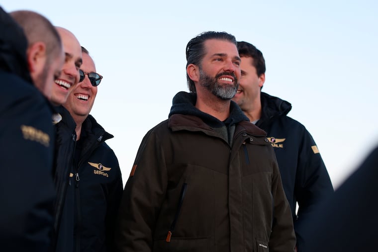 Donald Trump Jr. arrives in Nuuk, Greenland, on Tuesday.