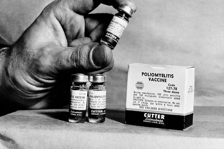 Dr. Jonas Salk's polio vaccine is shown in April, 1955.