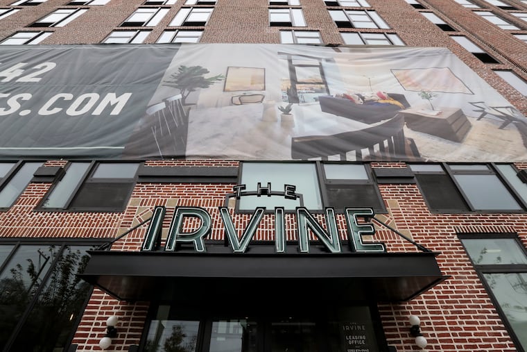Thge Irvine building in West Philadelphia was originally home to Apple Storage, a fireproof industrial storage warehouse. It's been redeveloped into apartments.