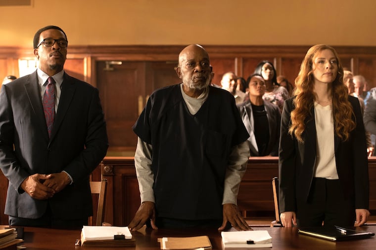 Russell Hornsby (left) and Rachelle Lefevre (right) with guest star Ernest Perry Jr. (center) in the series premiere of Fox's new legal drama "Proven Innocent," which airs at 9 p.m. Friday, Feb. 15.