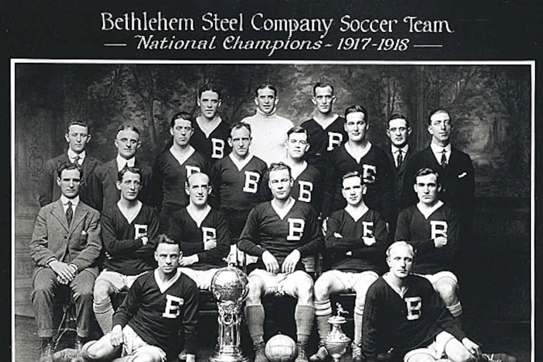 The Bethlehem Steel soccer team posed for this photo after winning the national championship for 1917-18.