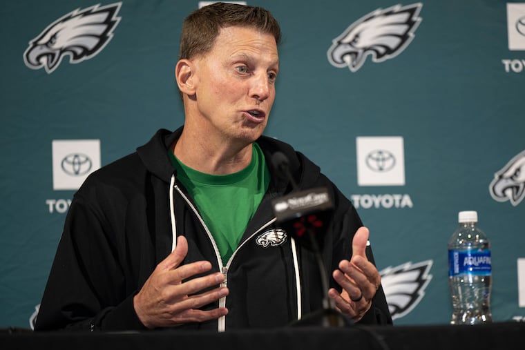 Doug Nussmeier has experience with the Eagles, but the current Saints offensive coordinator would have to come to Philadelphia in a lateral move. 