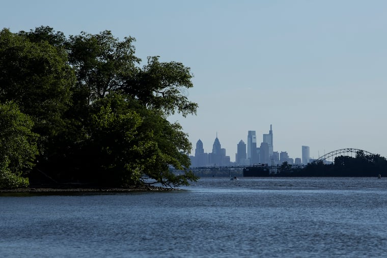 File photo of the Philadelphia skyline seen from Amico Island Park on June 16, 2026 in Delran, NJ.