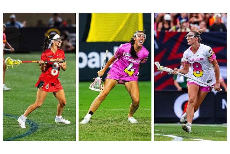Women's Lacrosse League players Cassidy Spilis (left), Marie McCool, and Anna Brandt have ties to the Philly area.