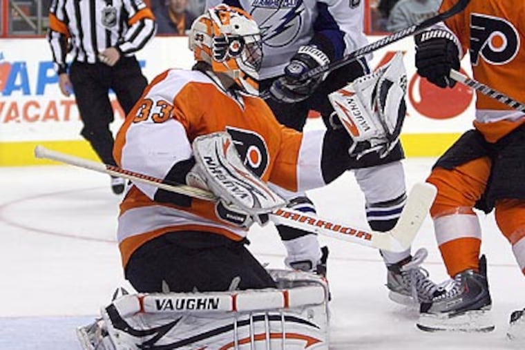 Brian Boucher saw his first game action since Oct. 25 in the Flyers' 8-7 loss. (Yong Kim/Staff Photographer)