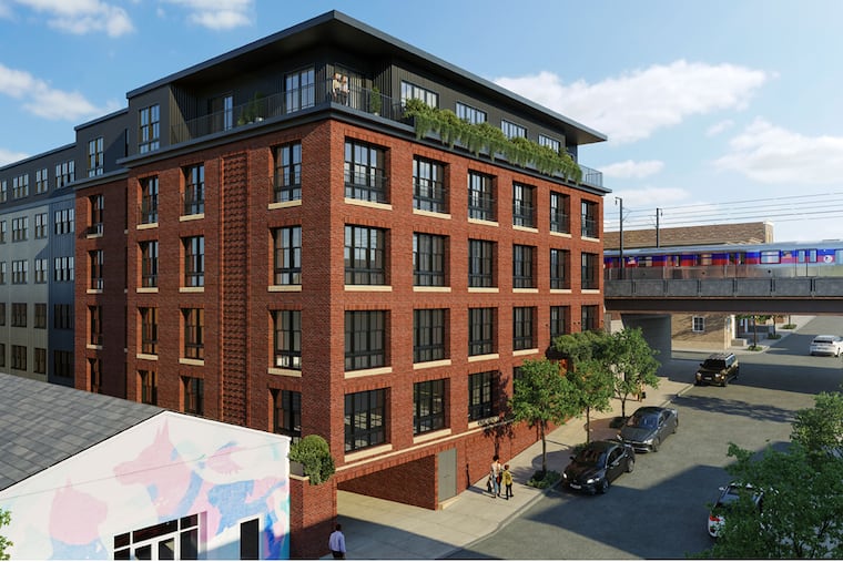 A rendering of the proposed 73-unit apartment building for 106 Jamestown Ave. in Manayunk.