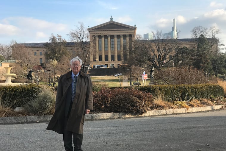 John J. Lombard Jr. in front of the Philadelphia Museum of Art.
