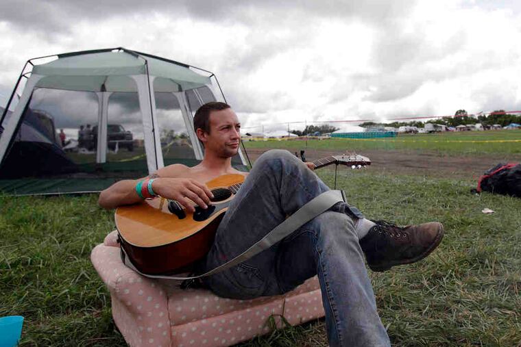 Josiah Hoffman, of Souderton, in the camping area at the Old Poole Farm in Schwenksville.
