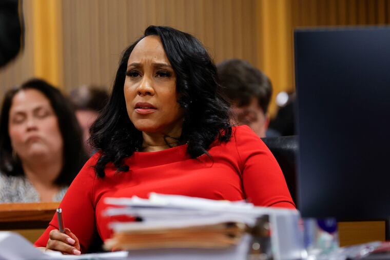 Fulton County District Attorney Fani Willis looks on during a hearing on the Georgia election interference case, Friday, March 1, 2024, in Atlanta.