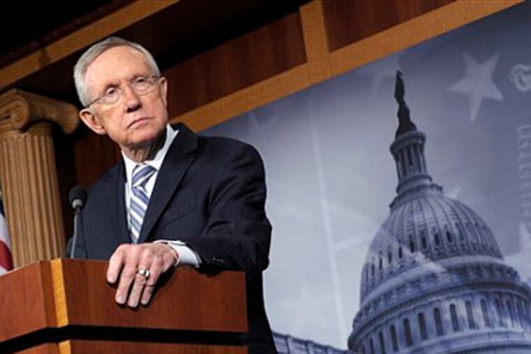 Senate Majority Leader Harry Reid of Nev. listens to a question during a news conference on Capitol Hill in Washington, Wednesday, Nov. 7, 2012, to discuss Tuesday's election results. (AP Photo/Susan Walsh)
