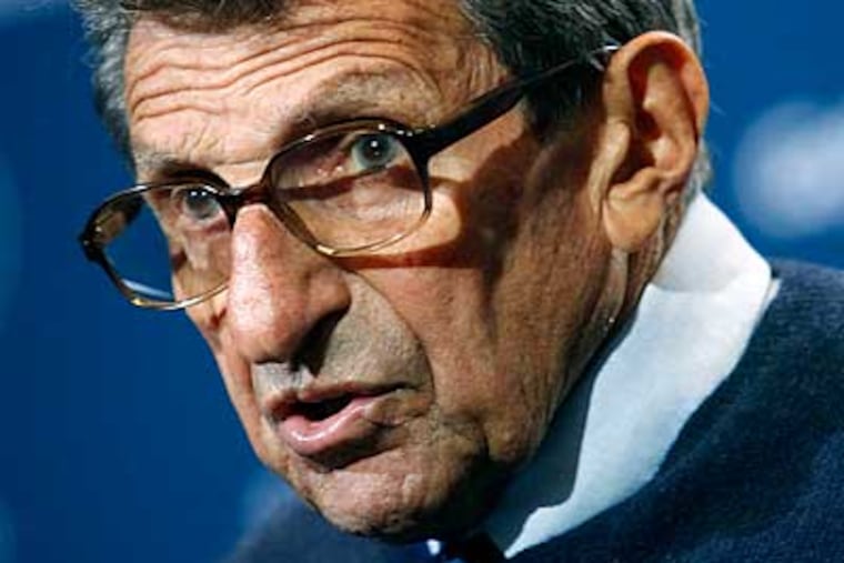 Legendary Penn State coach Joe Paterno has passed away. (Keith Srakocic/AP)