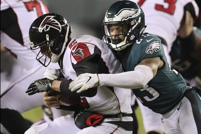 Rodney McLeod sacked Atlanta’s Mat Ryan.
