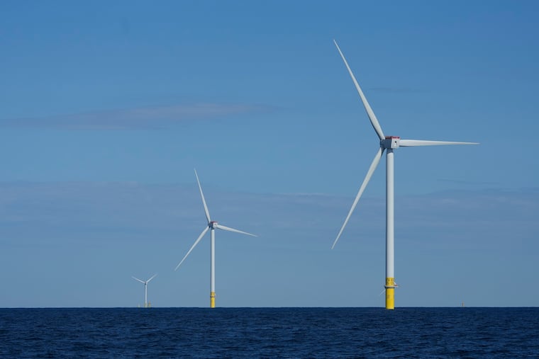 Wind turbines of South Fork Wind are seen off the coast of Block Island, R.I.