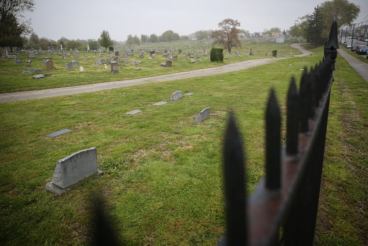 A view from Kingsessing Avenue of Mount Moriah Cemetery in Southwest Philadelphia in April.