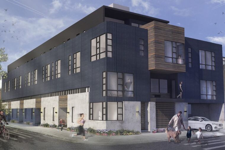 Artist's rendering of homes in planned Regency Row complex at Montgomery Avenue and Howard Street near Kensington.