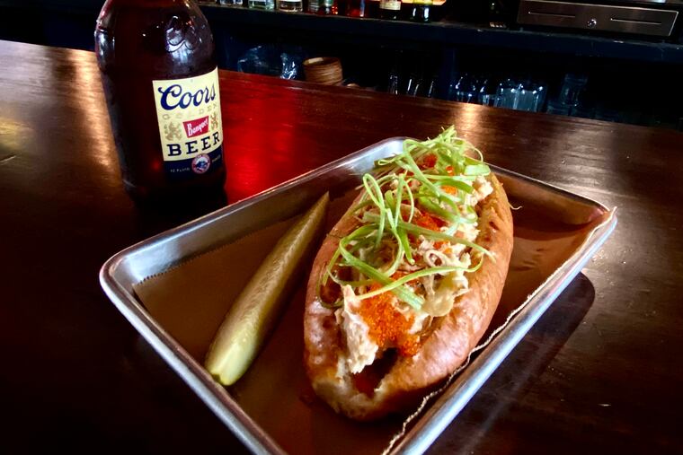 Spicy crab roll topped with caviar at Sonnys Cocktail Joint.