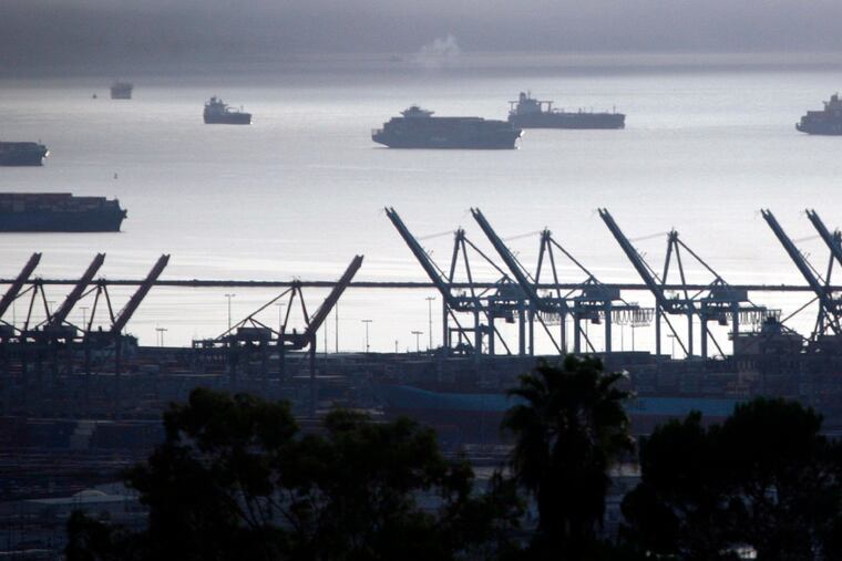 Container ships and cranes at the Port of Los Angeles in San Pedro. (Bob Chamberlin/Los Angeles Times/TNS)
