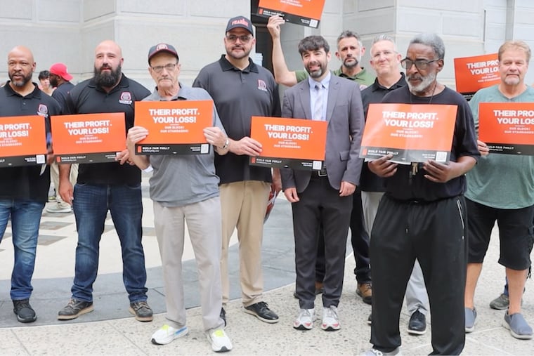 The Eastern Atlantic States Regional Council of Carpenters rally outside of City Hall in support of Build Fair Philly.