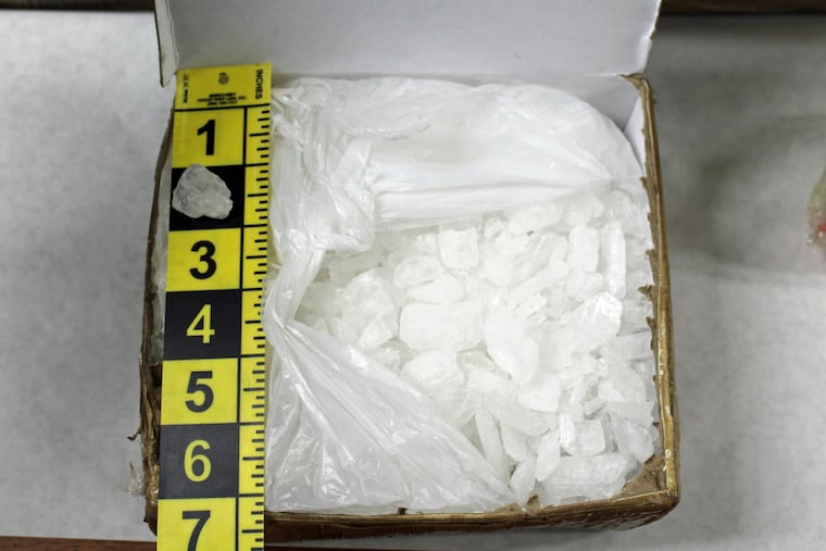 FILE - This 2018 photo provided by the Cannon River Drug and Violent Task Force shows a box containing methamphetamine. (Cannon River Drug and Violent Task Force via AP)