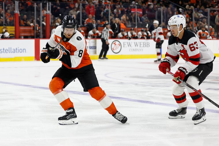 Flyers defenseman Cam York had a "hard practice Thursday" and seems to be getting close.
