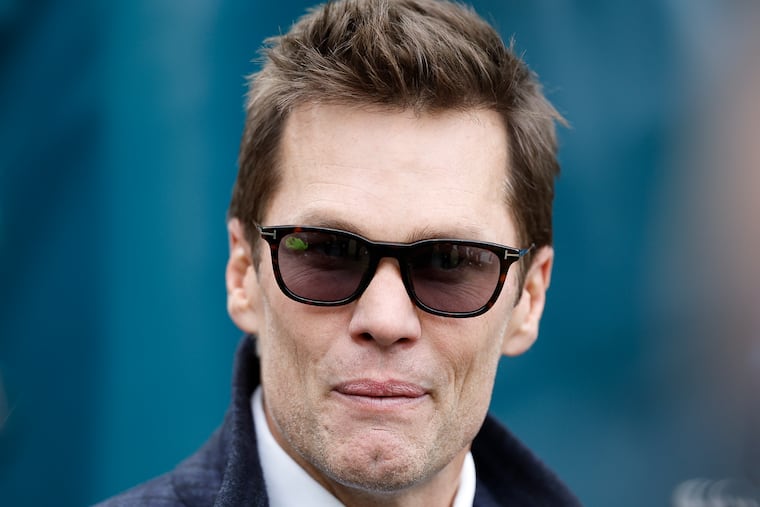 Fox NFL analayst Tom Brady at Lincoln Financial Field ahead of the NFC championship game between the Eagles and Washington Commanders. Brady will be calling Sunday's Super Bowl.