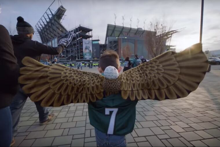 A screenshot from the Philadelphia Eagles’ hype video, “One Game is all We Need” released ahead of the Super Bowl.