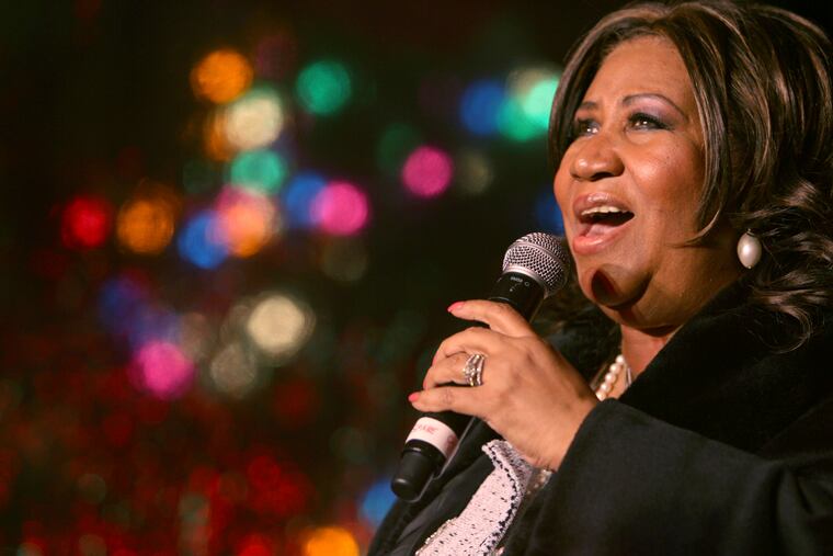 FILE - In this Dec. 4, 2008 file photo, Aretha Franklin performs during the 85th annual Christmas tree lighting at the New York Stock Exchange in New York. A fight is emerging over whether a son of Aretha Franklin could be put in charge of the late singer's estate, which might be worth millions. In a court filing Monday, June 17, 2019, lawyers for the estate say "there is no basis" to believe that Kecalf (Kelf) Franklin has the skills to serve as personal representative, even if a handwritten will found in couch cushions turns out to be valid. (AP Photo/Mary Altaffer, File)