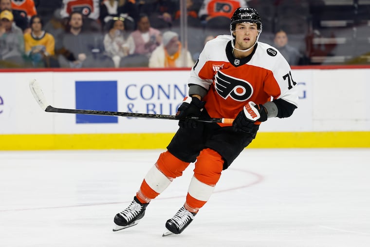 Flyers winger Tyson Foerster will miss at least the three games because of a lower-body injury.