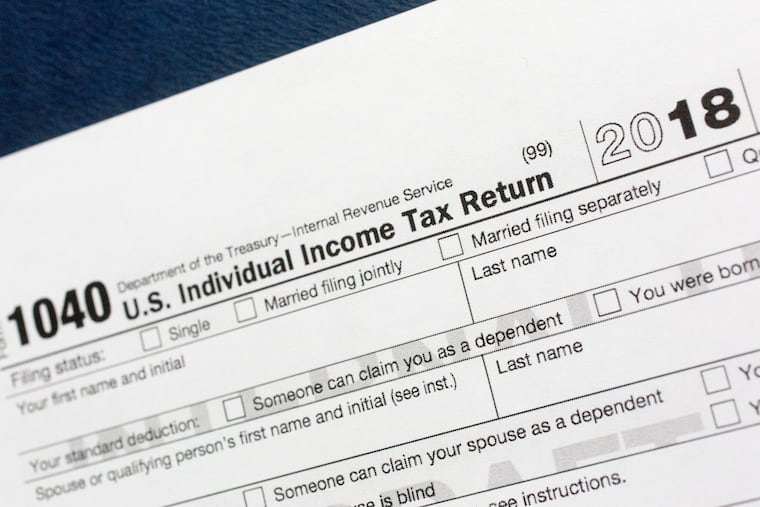 A portion of the 1040 U.S. Individual Income Tax Return form for 2018.