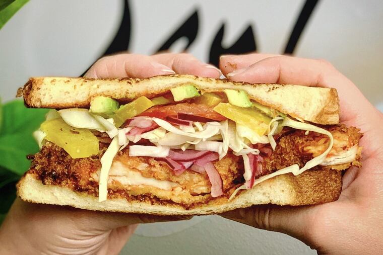 Miggy's K-fried chicken sandwich from the Soul & Busan pop-up at Taco Heart.