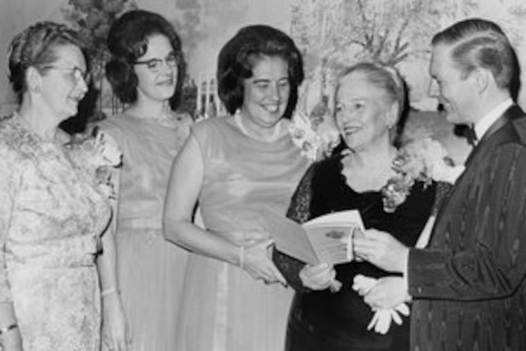 Pearl S. Buck (second from right) and Theodore F. Harris at a Girl Scouts dinner at a Cherry Hill restaurant in 1965, a year after the writer created the Pearl S. Buck Foundation and named Harris its chief executive.