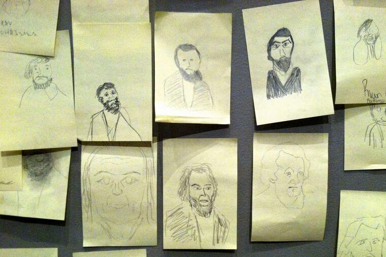 Visitors to the American Philosophical Society Museum produced these images of Cornelius Varley by using a replica of one of his optical instruments.