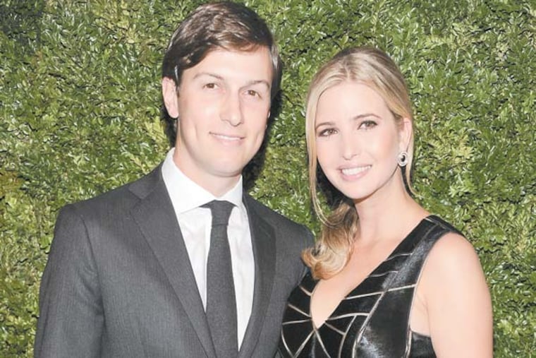Publisher Jared Kushner and wife Ivanka Trump attend the CFDA / Vogue Fashion Fund Awards at Skylight Soho on Monday, Nov. 14, 2011 in New York. (AP Photo/Evan Agostini)