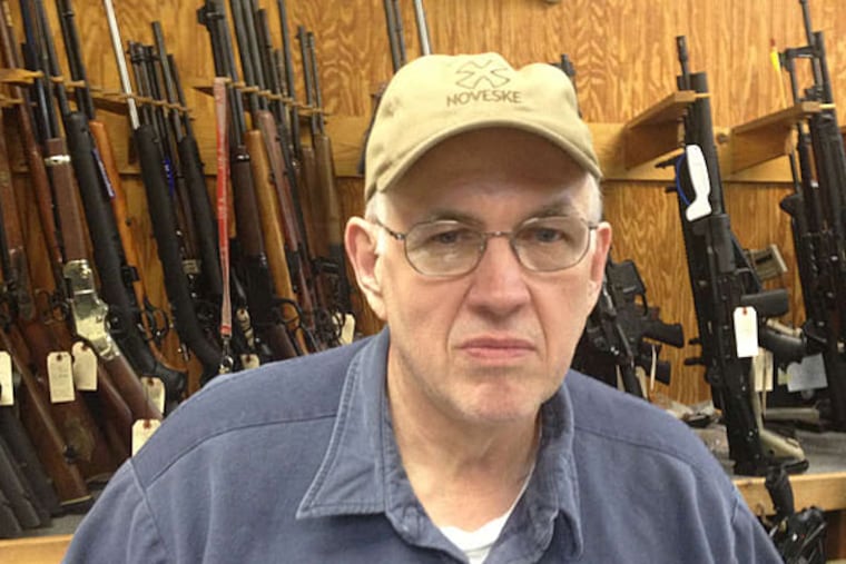 Tom Clayton of Clayton's Hunting & Fishing: "Why do I have to give up my rights because someone who shouldn't have gotten a gun had one?" (Jeff Gelles/Staff)