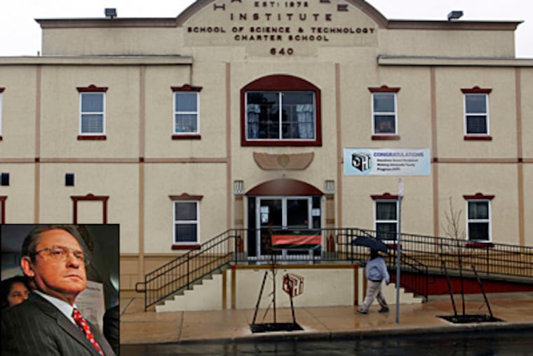 City Controller Alan Butkovitz (inset) said he found 'troubling questions' surrounding an accountant employed by three city charter schools, including Harambee in West Philadelphia. (Matt Rourke / AP; Alejandro A. Alvarez / File)