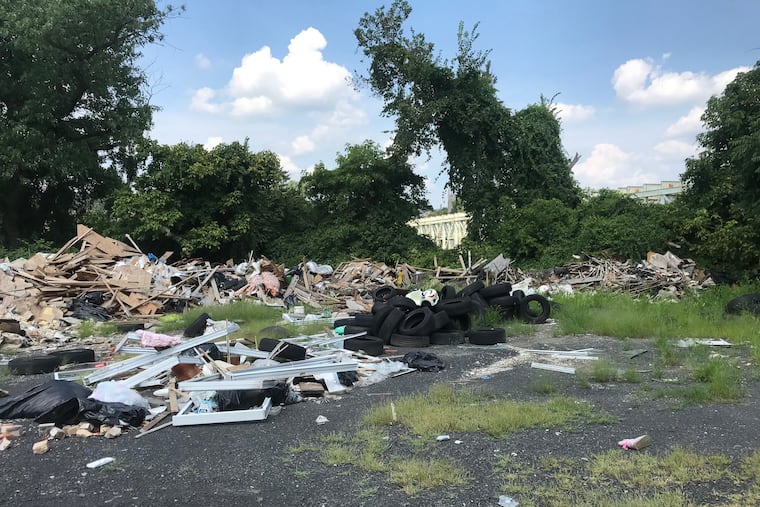 A portion of an illegal dump at Falls Road, Philadelphia, just off the Schuylkill River that was cleaned up by Dec. 2018.