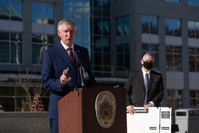 Montgomery County District Attorney Kevin Steele said Tuesday that Daniel Lucas' trips to multiple gun stores bore the "hallmark signs of straw purchasing."